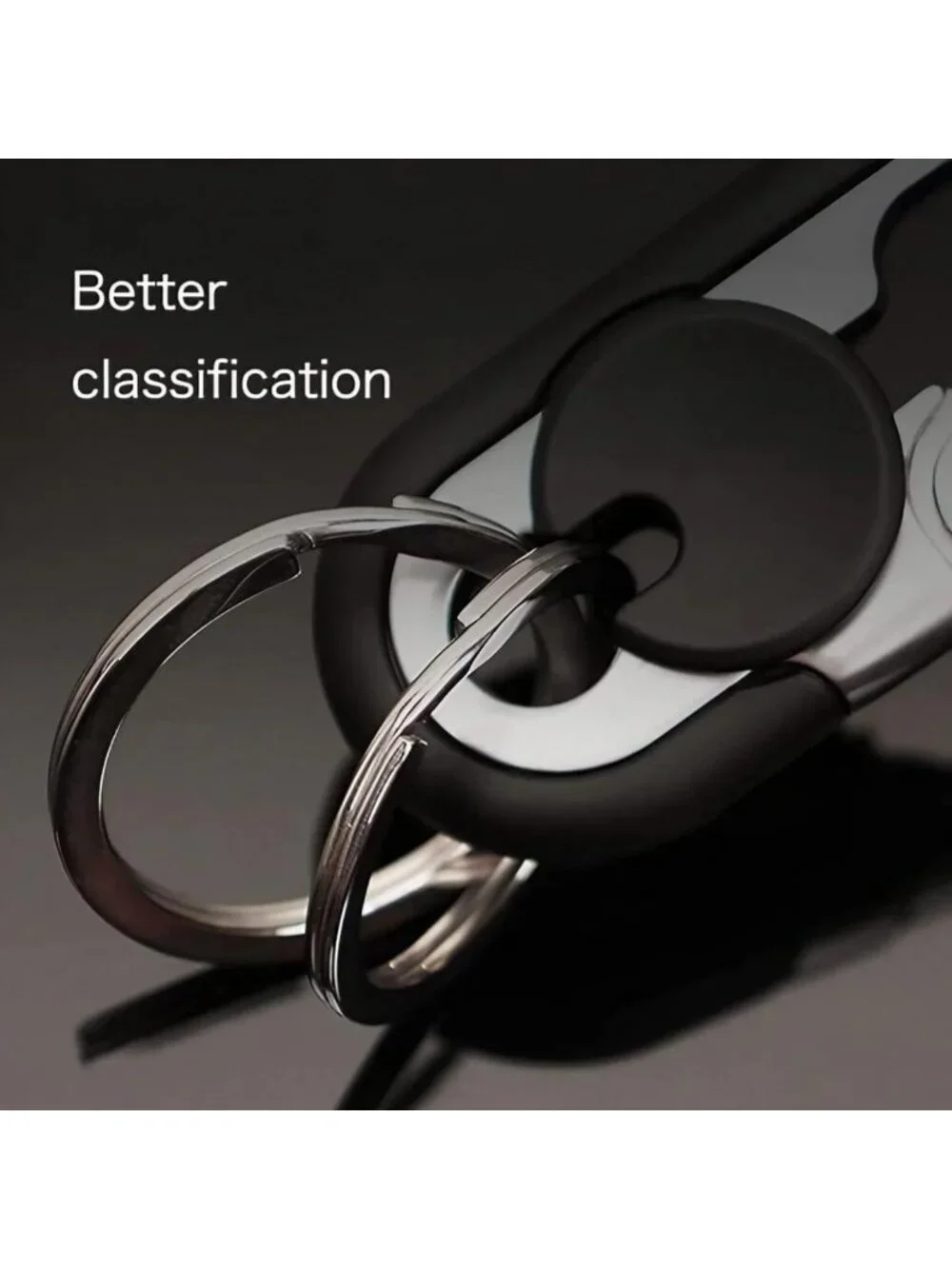 Personalized Stainless Steel Car Keychain Set for Men & Women - 3pcs Black